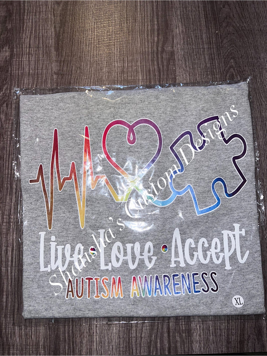 Live Love Accept Autism Awareness T-shirt